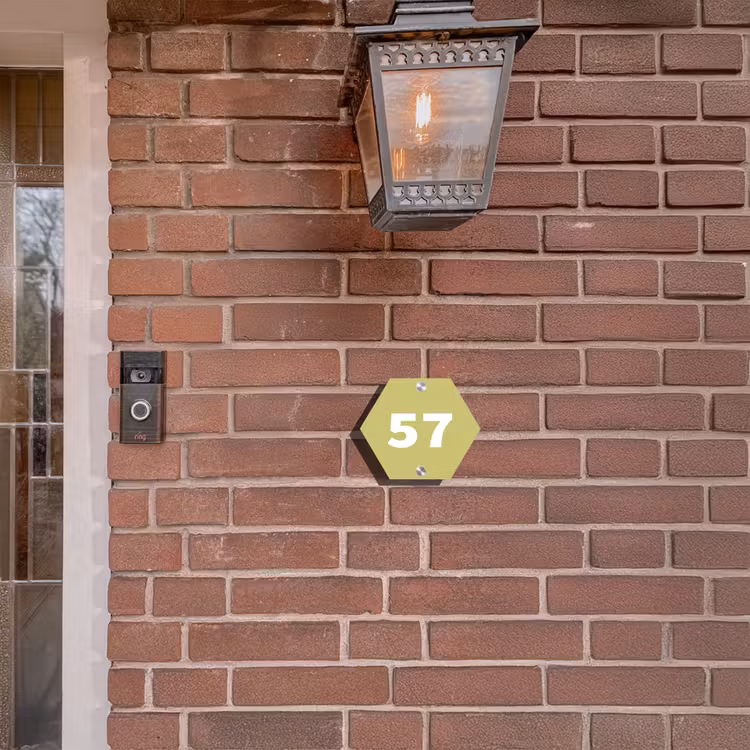 Naambordje voordeur - Hexagon - Lichtgroen - Traditioneel — 3