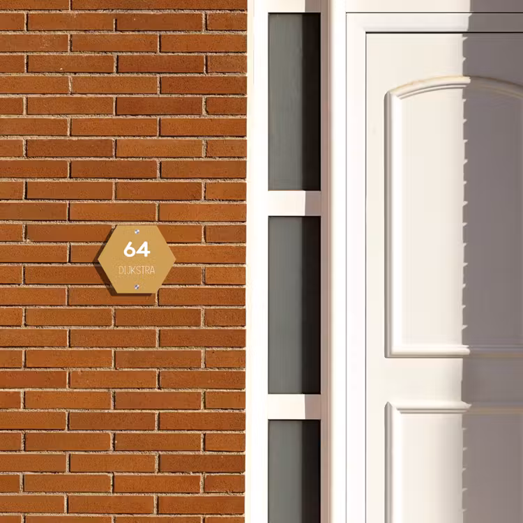 Naambordje voordeur - Hexagon - Mosterdgeel - Modern — 2