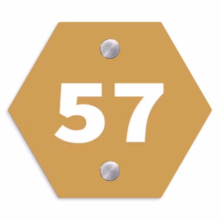 Naambordje voordeur - Hexagon - Mosterdgeel - Traditioneel — 1
