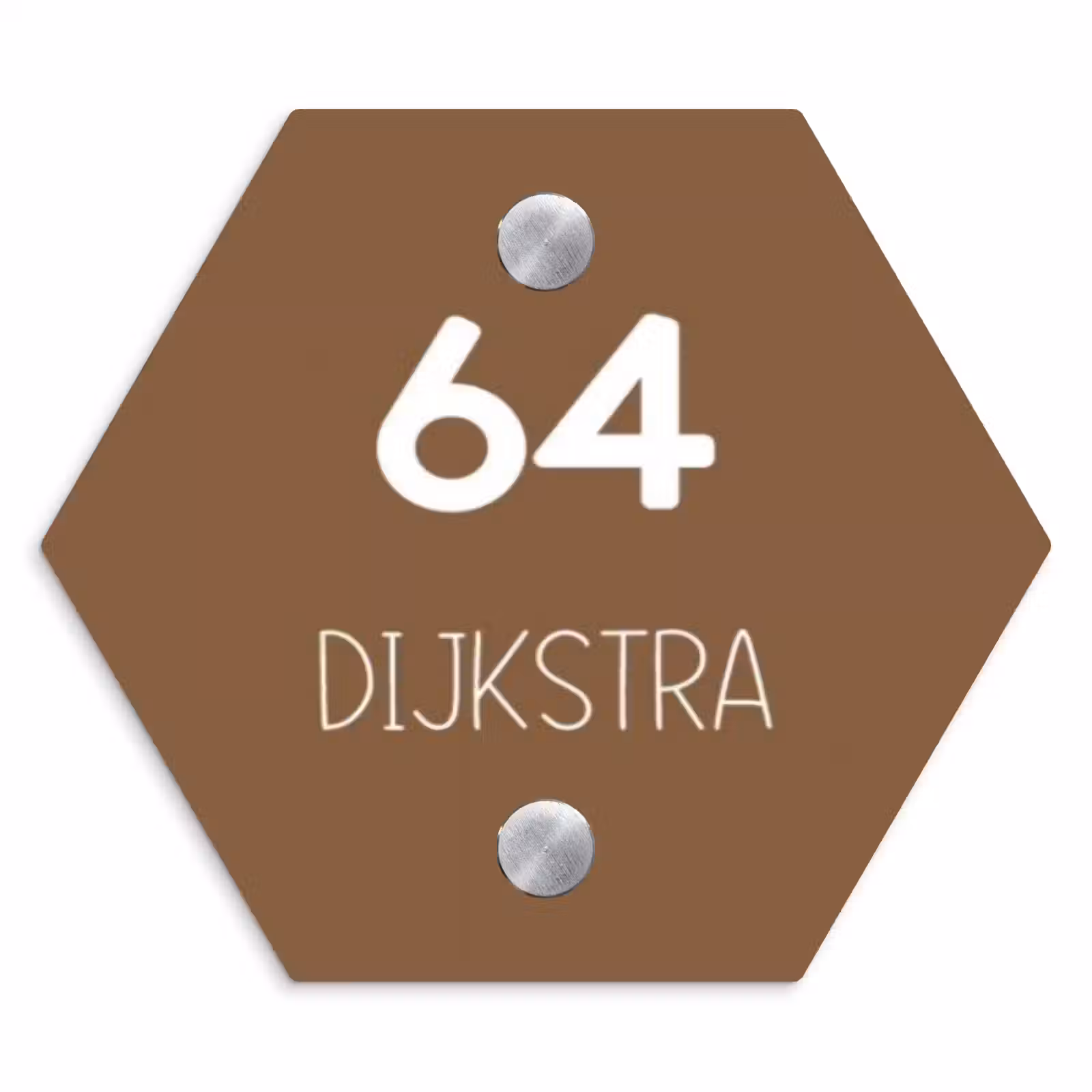 Naambordje voordeur - Hexagon - Bruin- Modern — 1