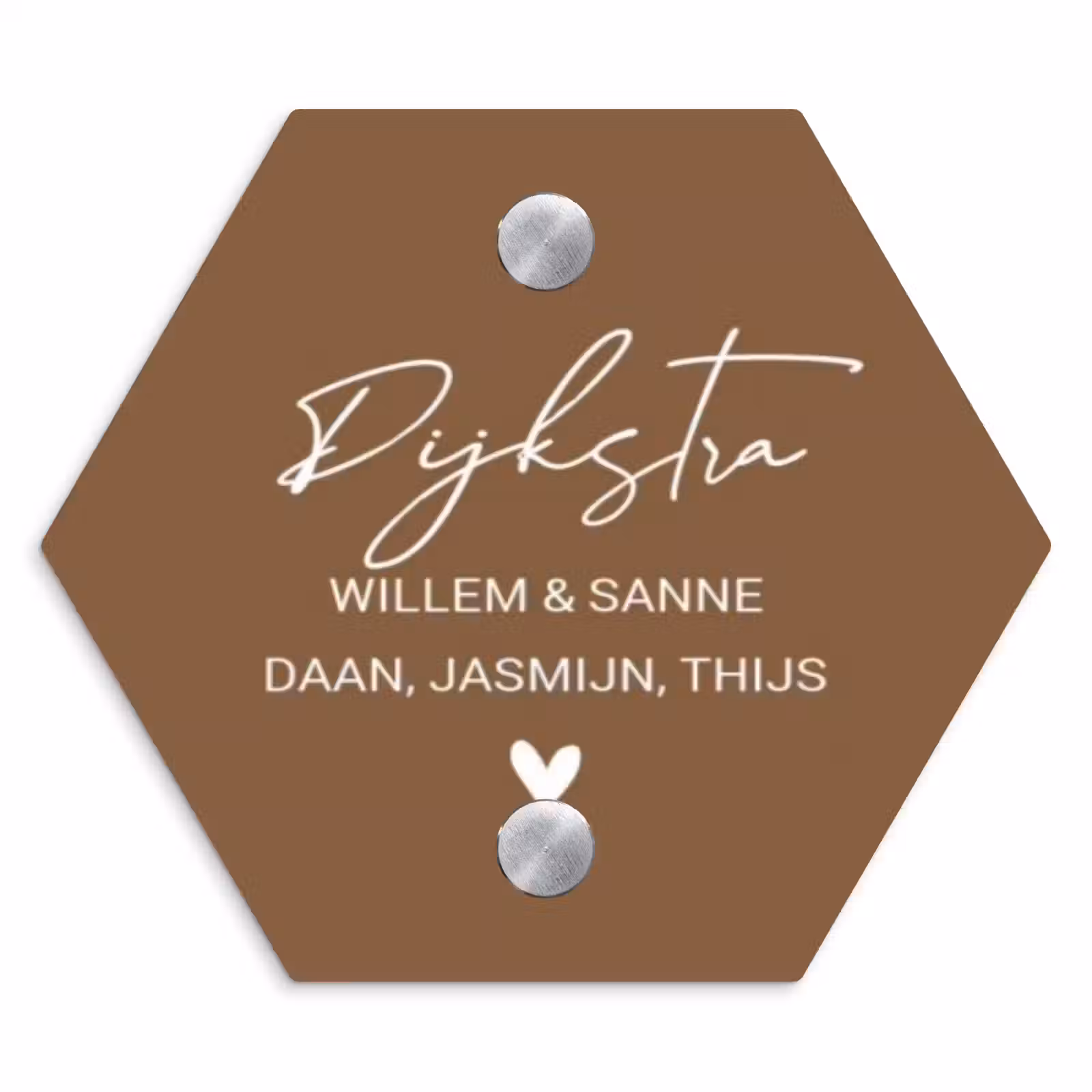 Naambordje voordeur - Hexagon - Bruin - Sierlijk — 1