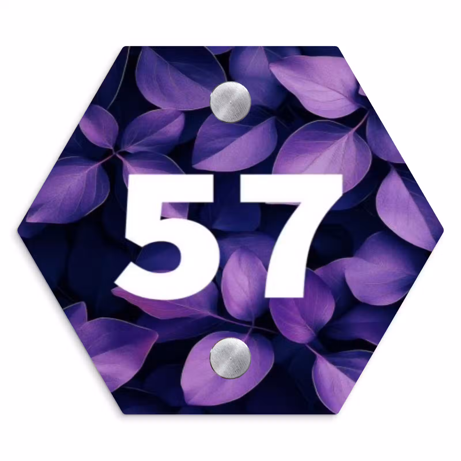 Naambordje voordeur - Hexagon - Paarse bladeren - Traditioneel — 1