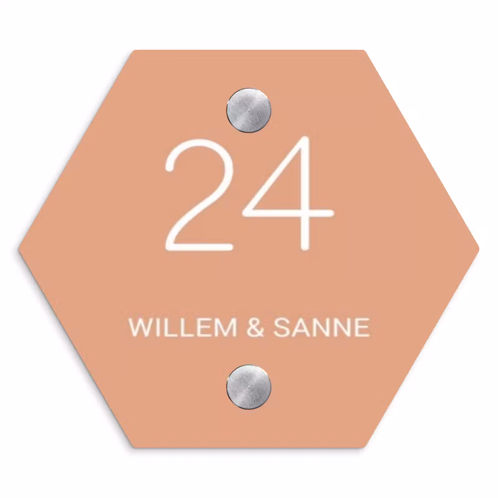 Naambordje voordeur - Hexagon - Zalmroze - Klassiek — 1