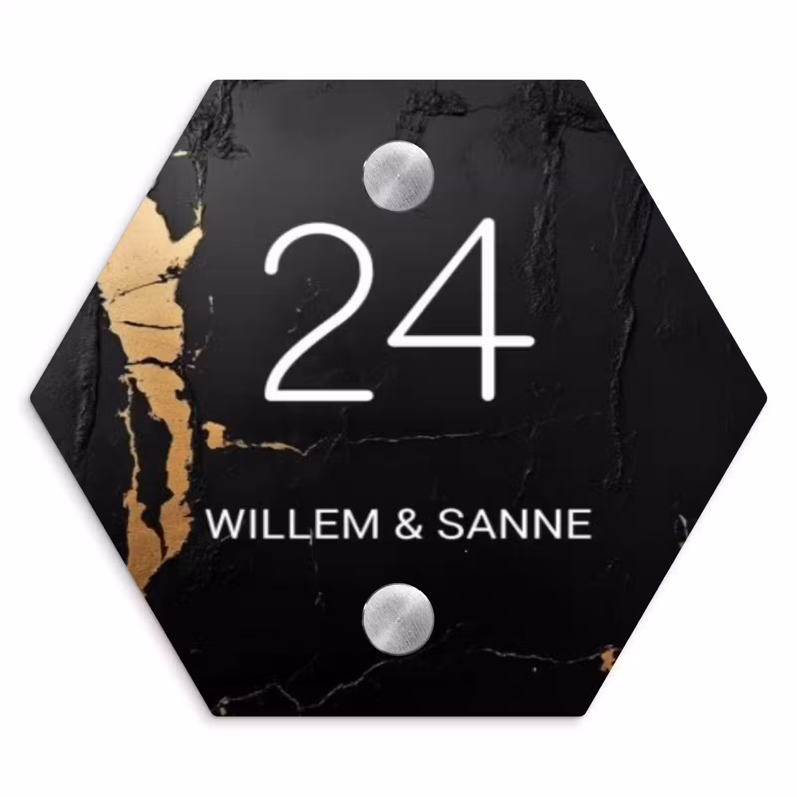 Naambordje voordeur - Hexagon - Zwart goud structuur - Klassiek — 1