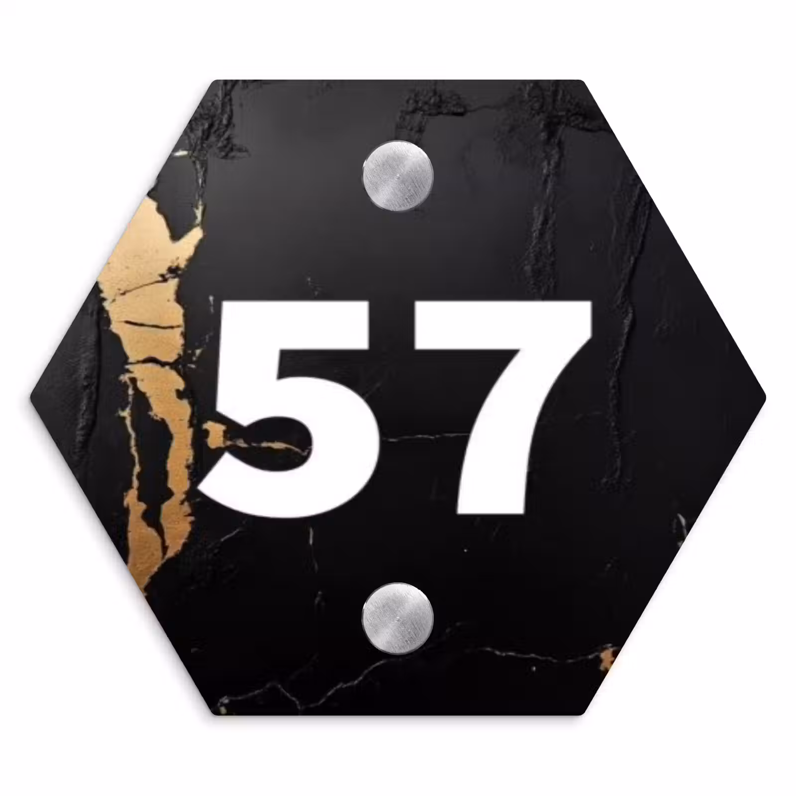 Naambordje voordeur - Hexagon - Zwart goud structuur - Traditioneel — 1