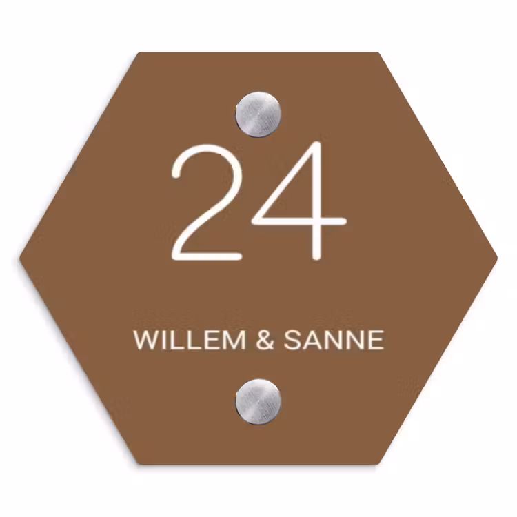 Naambordje voordeur - Hexagon - Bruin - Klassiek — 1