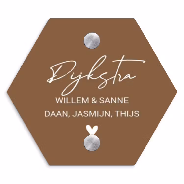 Naambordje voordeur - Hexagon - Bruin - Sierlijk — 1