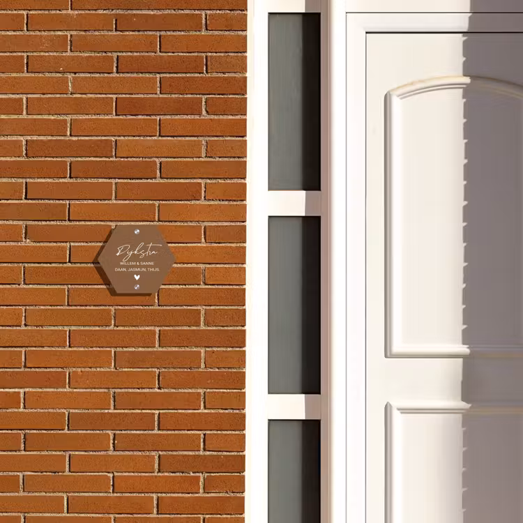 Naambordje voordeur - Hexagon - Bruin - Sierlijk — 2