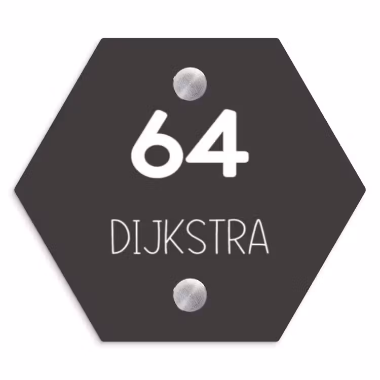 Naambordje voordeur - Hexagon - Donkergrijs - Modern — 1