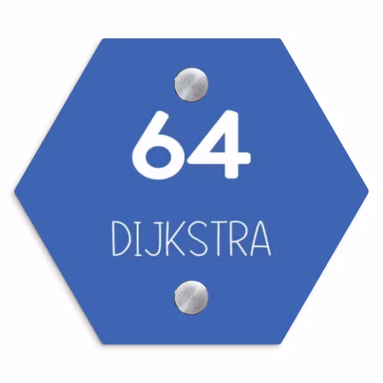 Naambordje voordeur - Hexagon - Kobaltblauw - Modern — 1