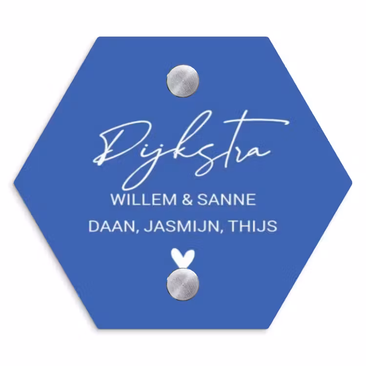 Naambordje voordeur - Hexagon - Kobaltblauw - Sierlijk — 1