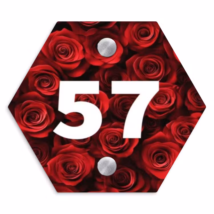 Naambordje voordeur - Hexagon - Rode rozen - Traditioneel — 1