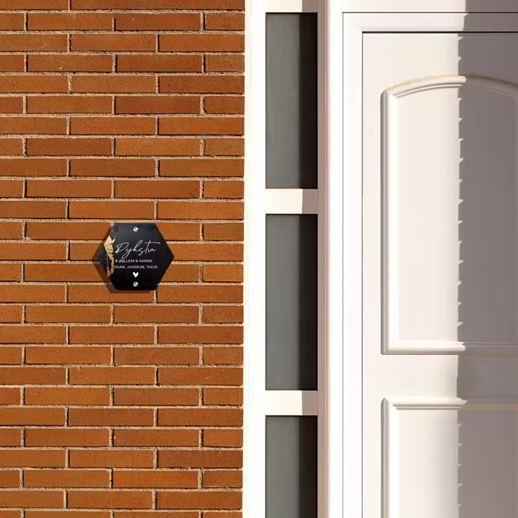 Naambordje voordeur - Hexagon - Zwart goud structuur - Sierlijk — 2