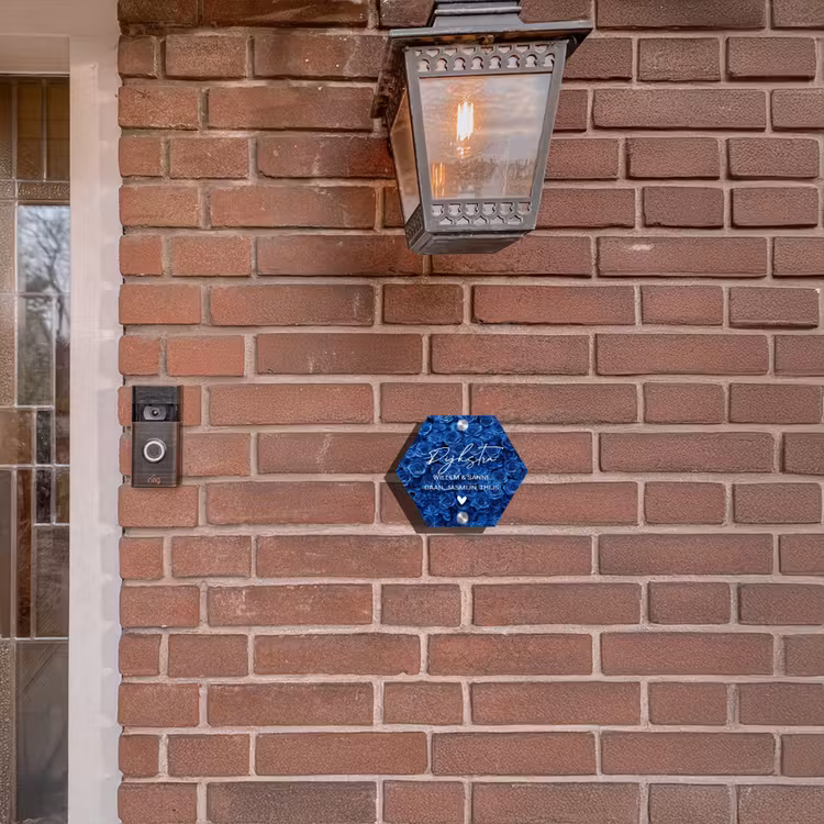 Naambordje voordeur - Hexagon - Blauwe rozen - Sierlijk — 3