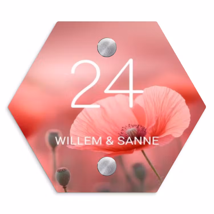 Naambordje voordeur - Hexagon - Klaproos - Klassiek — 1