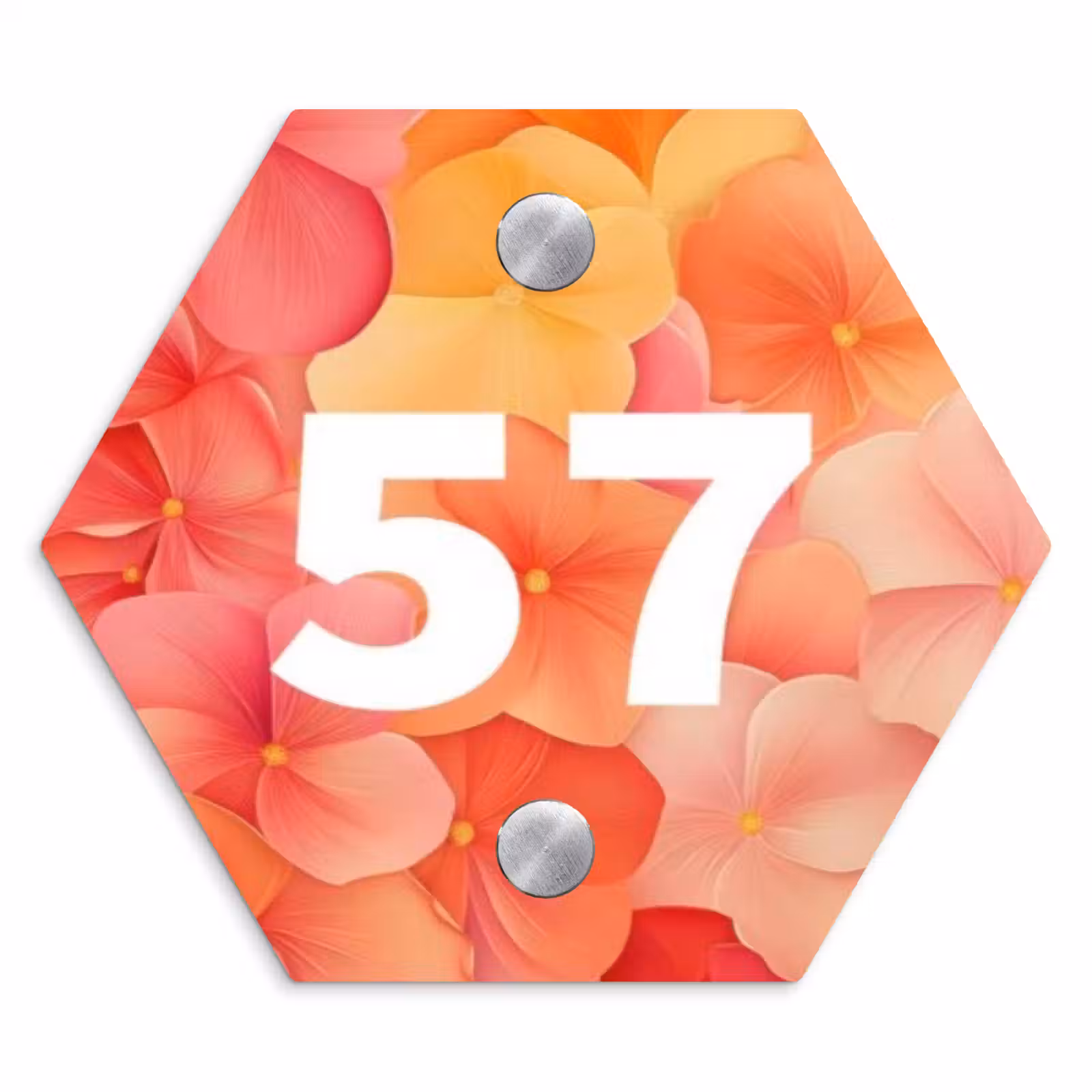 Naambordje voordeur - Hexagon - Oranje bloemenmix - Traditioneel — 1