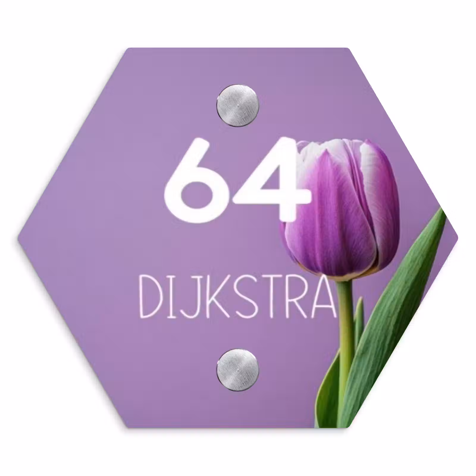Naambordje voordeur - Hexagon - Paarse tulp - Modern — 1