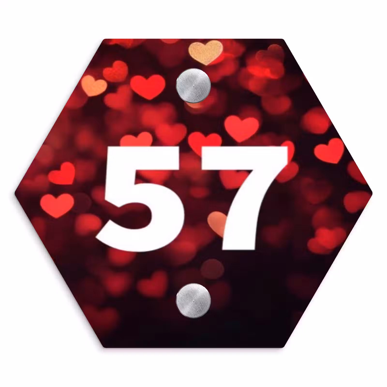 Naambordje voordeur - Hexagon - Rode hartjes - Traditioneel — 1