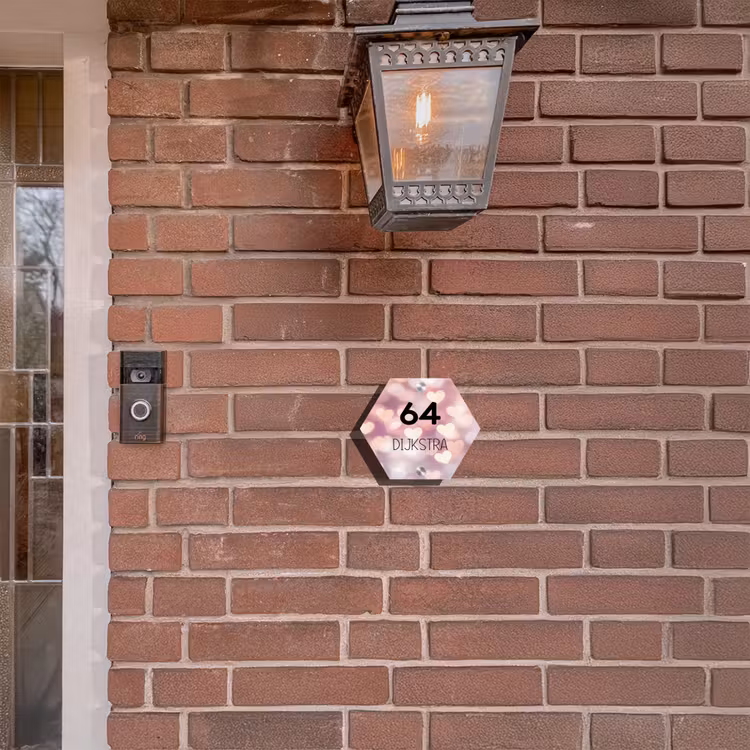 Naambordje voordeur - Hexagon - Hartvormige gloed - Modern — 3