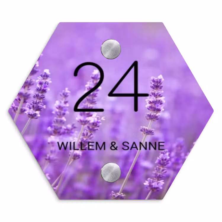 Naambordje voordeur - Hexagon - Lavendel - Klassiek — 1
