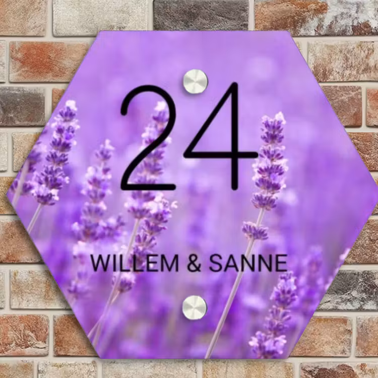 Naambordje voordeur - Hexagon - Lavendel - Klassiek — 4