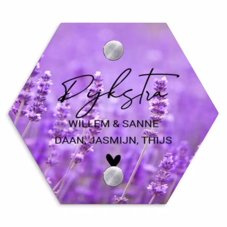 Naambordje voordeur - Hexagon - Lavendel - Sierlijk — 1