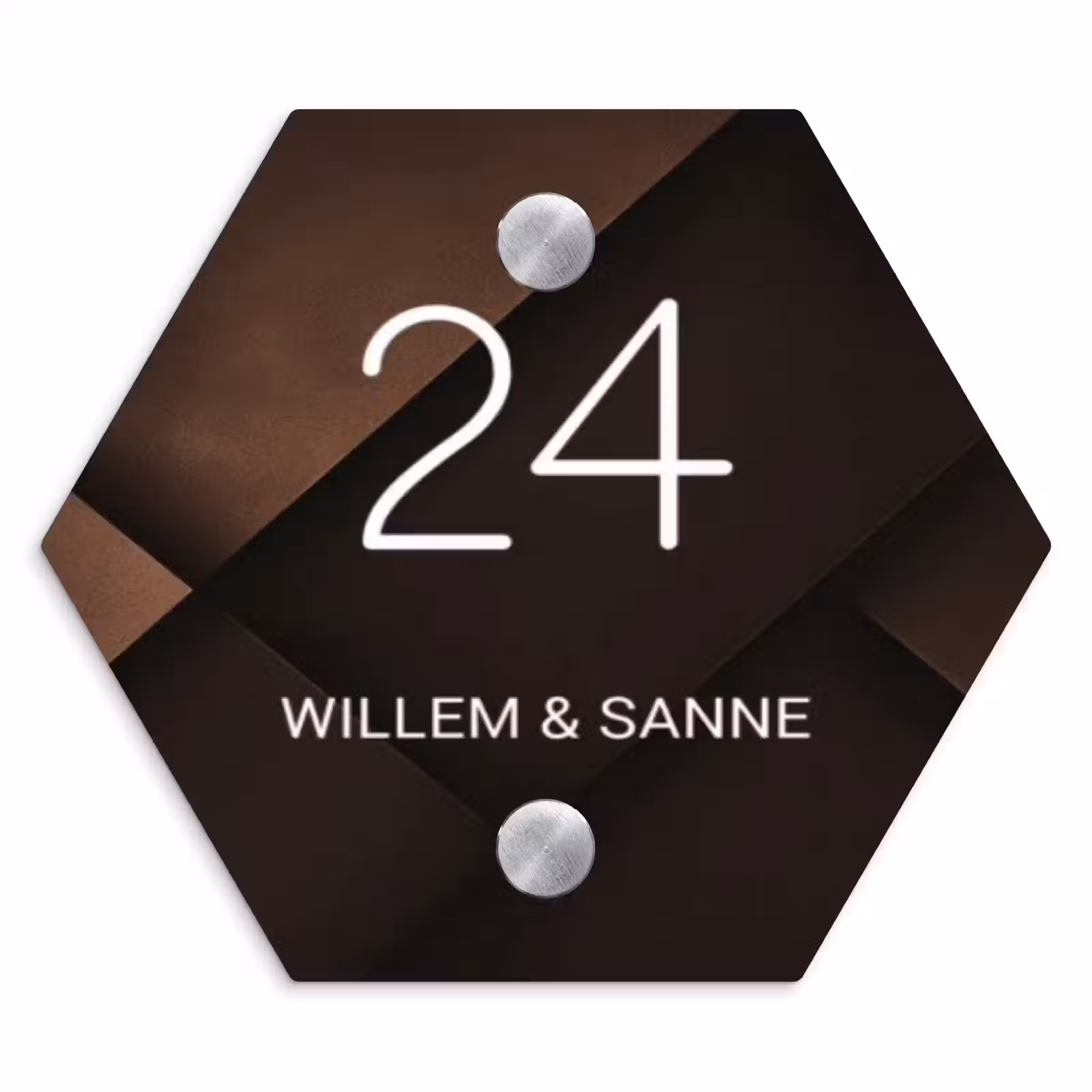 Naambordje voordeur - Hexagon - Bruine vlakken - Klassiek — 1