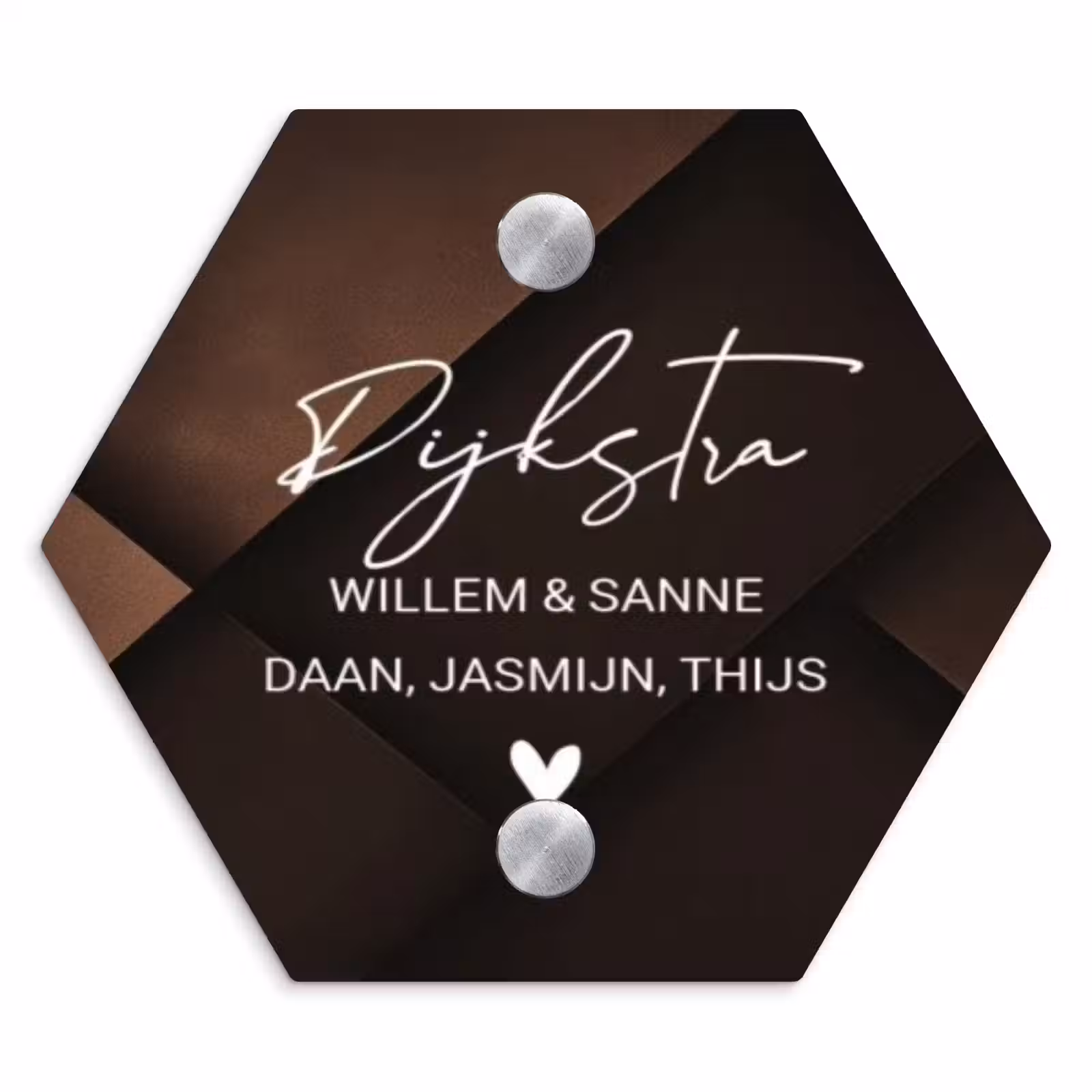 Naambordje voordeur - Hexagon - Bruine vlakken - Sierlijk — 1