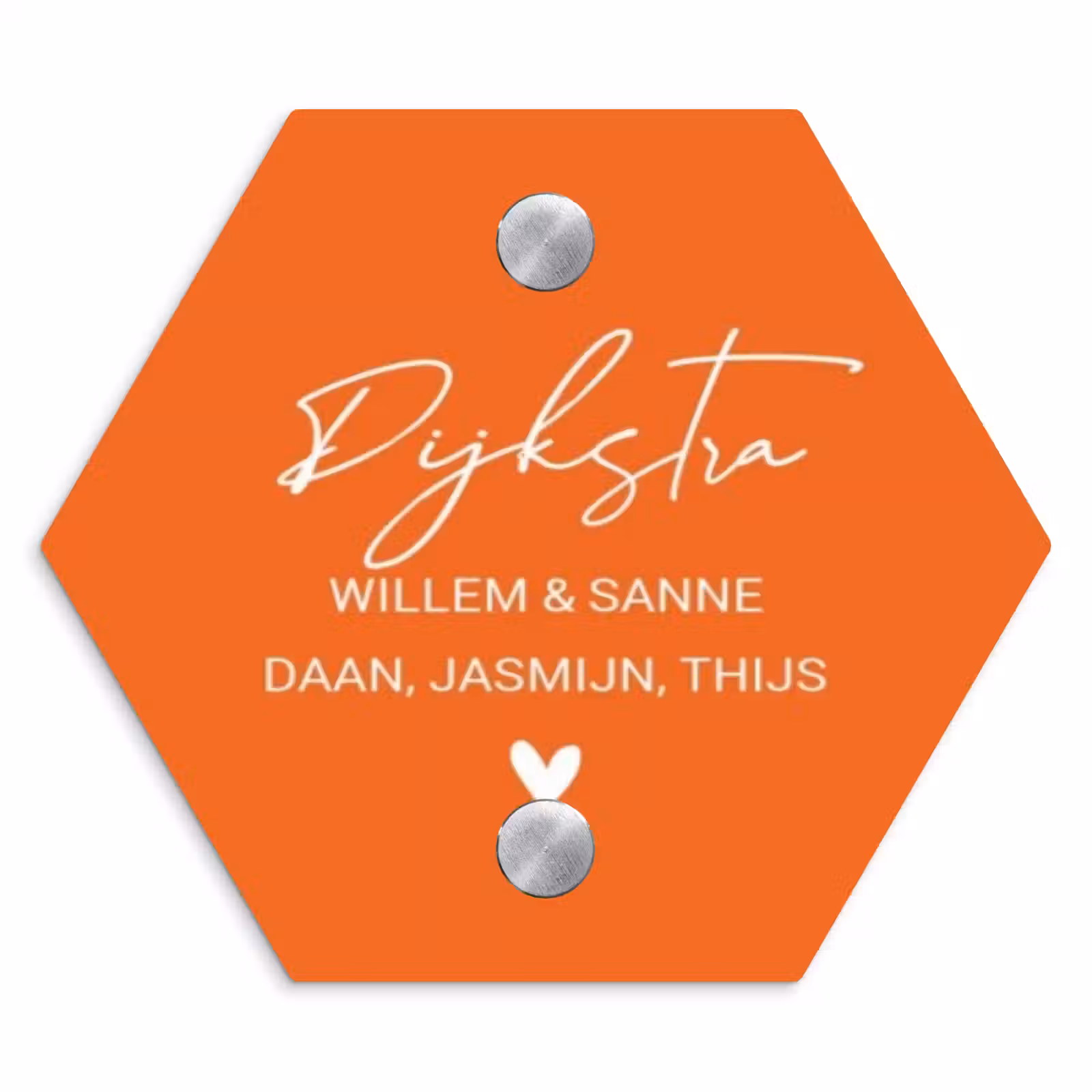 Naambordje voordeur - Hexagon - Oranje - Sierlijk — 1
