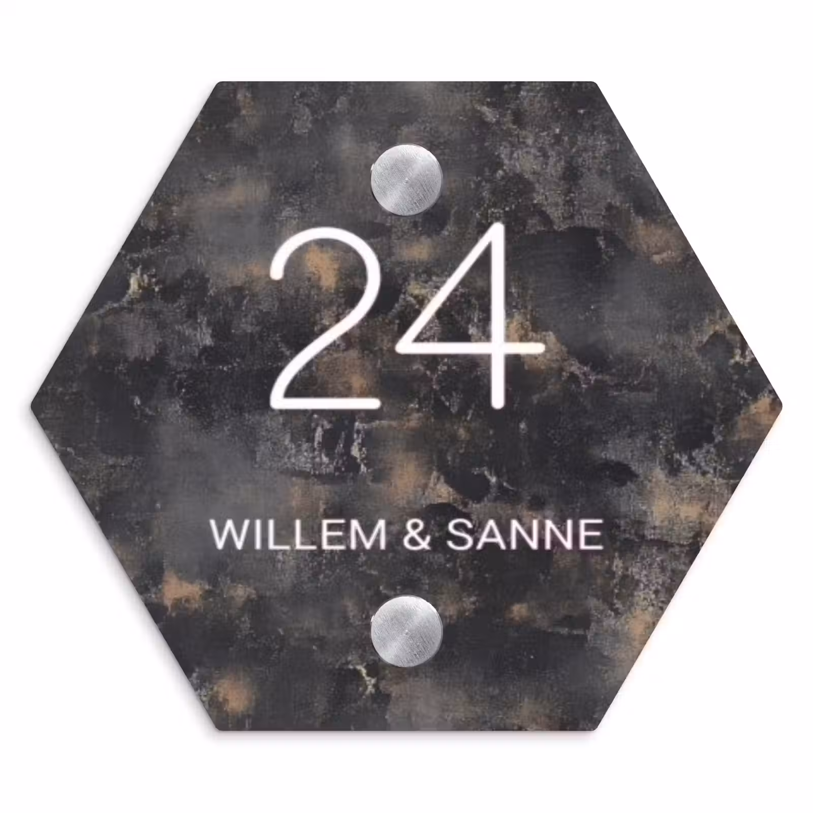 Naambordje voordeur - Hexagon - Verweerd metaal - Klassiek — 1