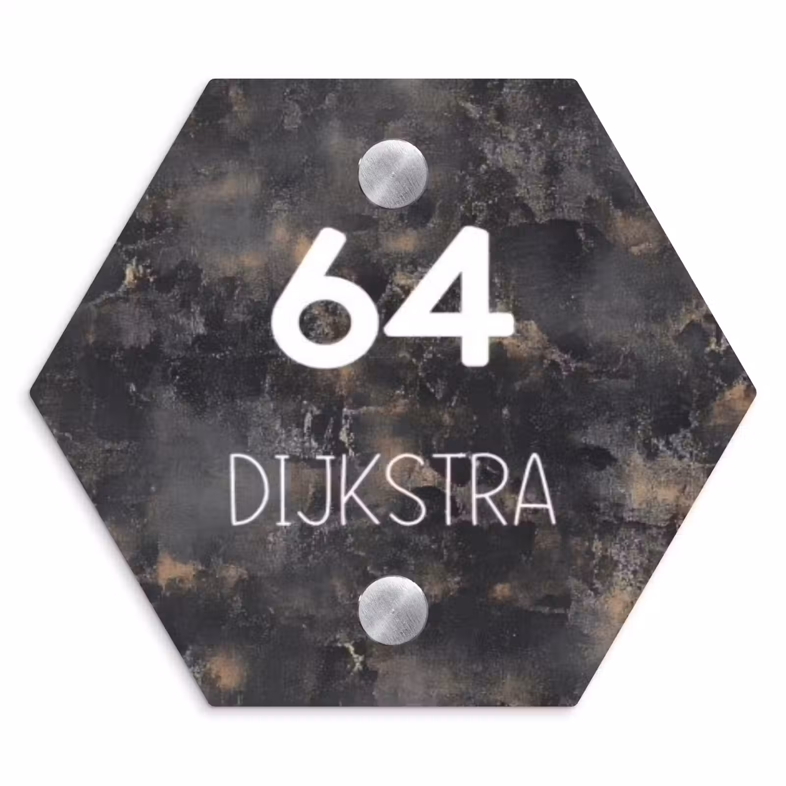 Naambordje voordeur - Hexagon - Verweerd metaal - Modern — 1