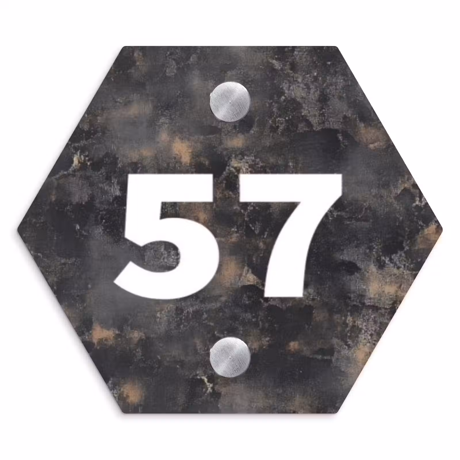 Naambordje voordeur - Hexagon - Verweerd metaal - Traditioneel — 1