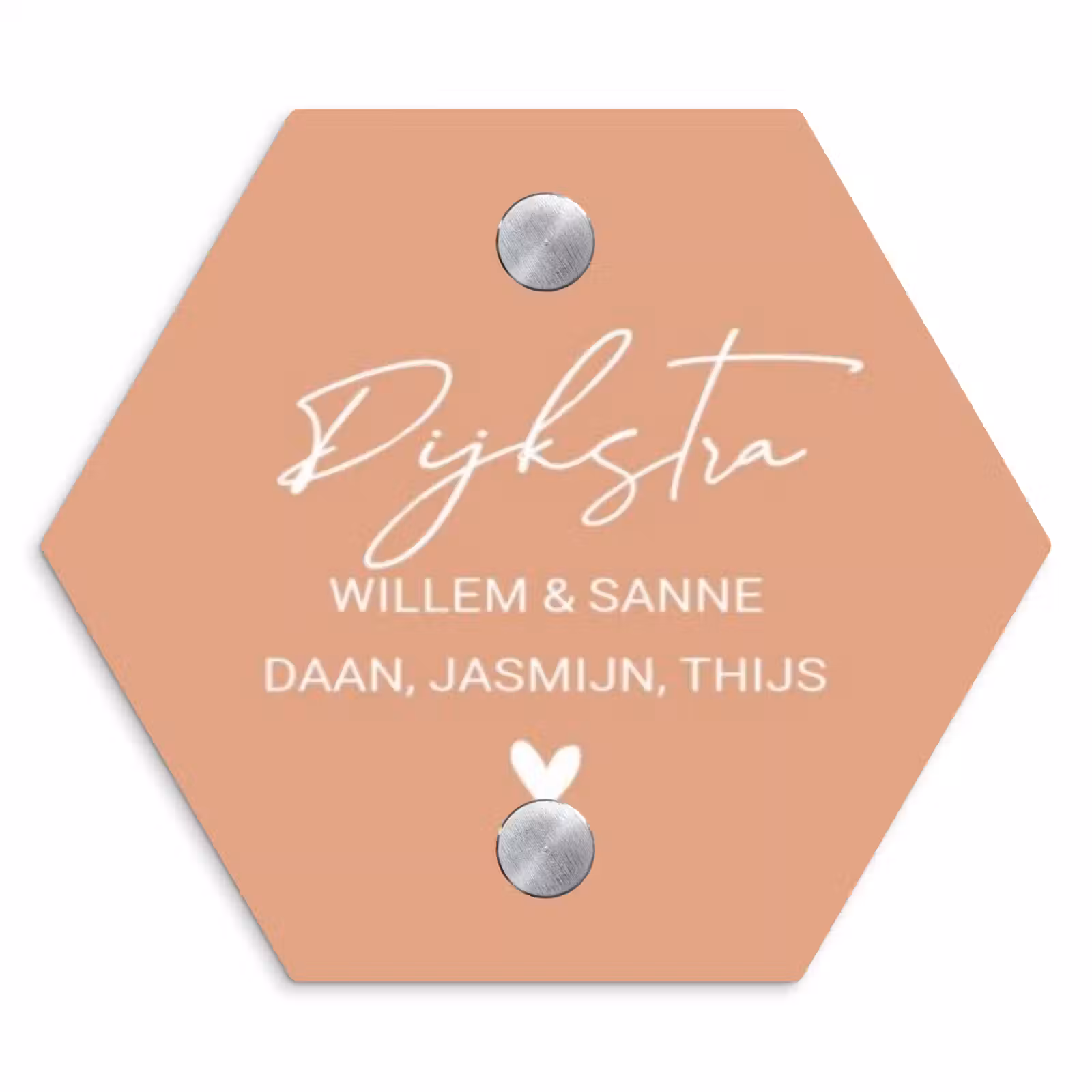 Naambordje voordeur - Hexagon - Zalmroze - Sierlijk — 1