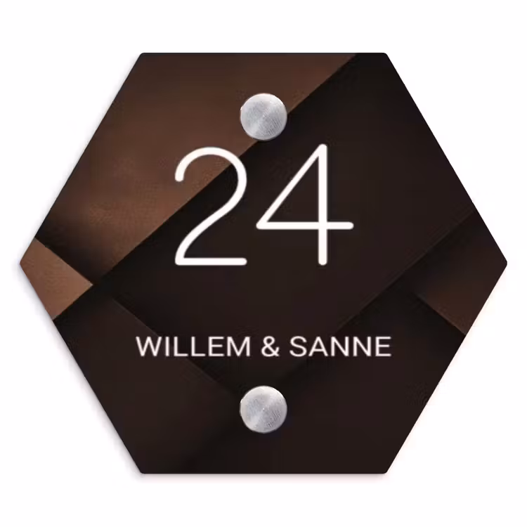 Naambordje voordeur - Hexagon - Bruine vlakken - Klassiek — 1