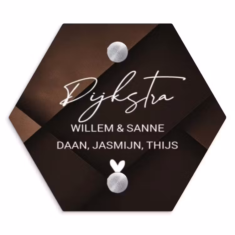 Naambordje voordeur - Hexagon - Bruine vlakken - Sierlijk — 1