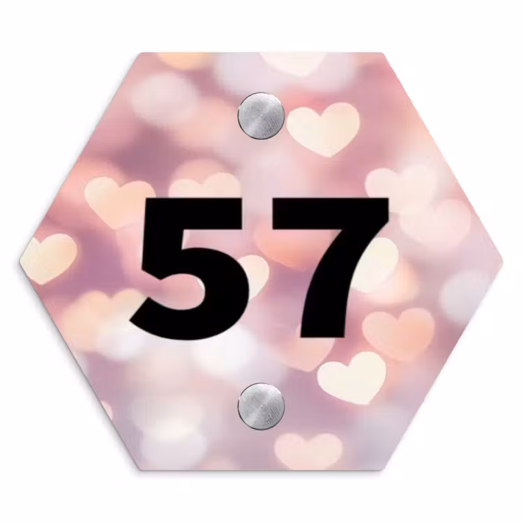 Naambordje voordeur - Hexagon - Hartvormige gloed - Traditioneel — 1