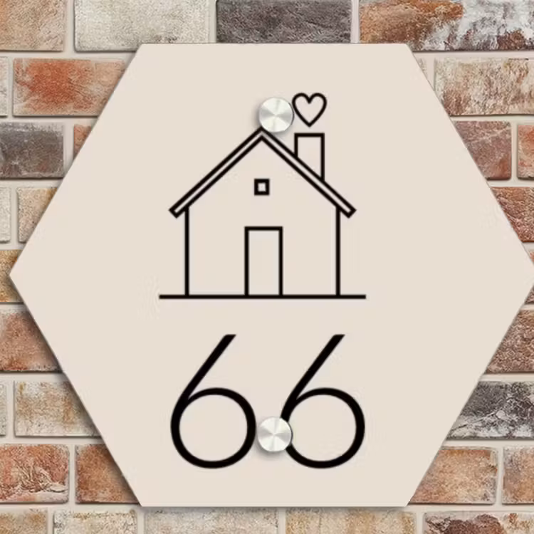 Naambordje voordeur - Hexagon - Huis illustratie - Traditioneel — 4