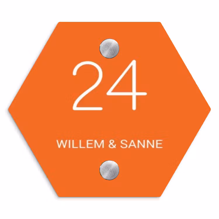 Naambordje voordeur - Hexagon - Oranje - Klassiek — 1