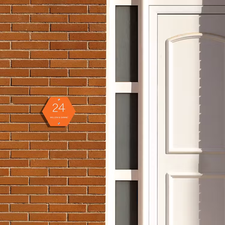 Naambordje voordeur - Hexagon - Oranje - Klassiek — 2