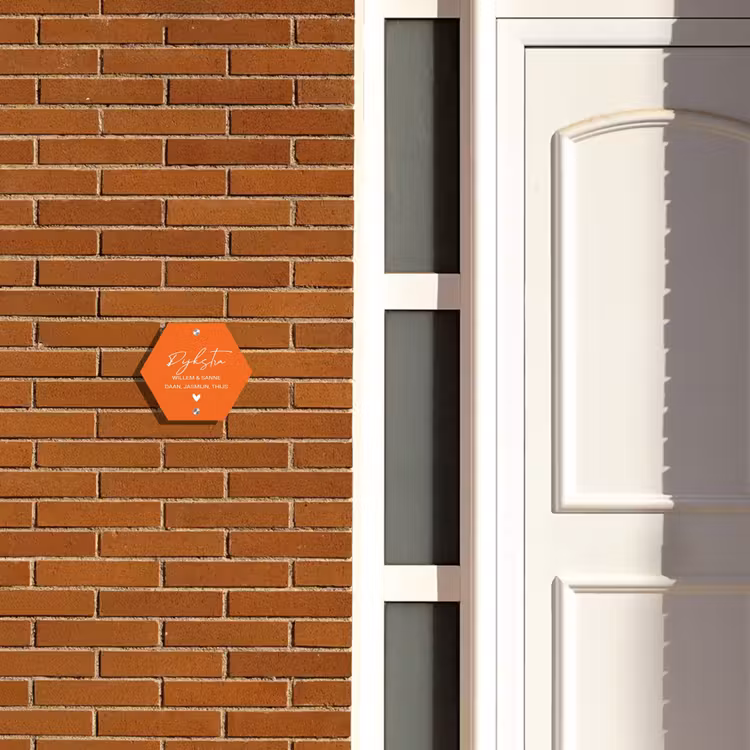 Naambordje voordeur - Hexagon - Oranje - Sierlijk — 2