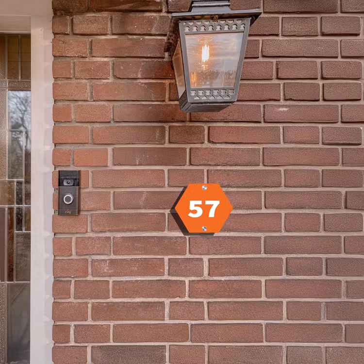 Naambordje voordeur - Hexagon - Oranje - Traditioneel — 3