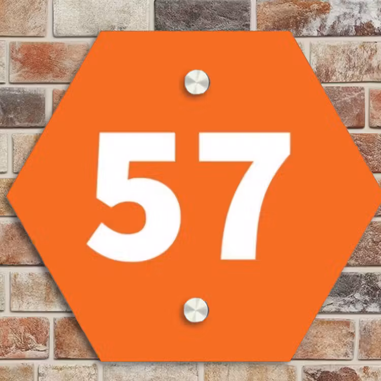 Naambordje voordeur - Hexagon - Oranje - Traditioneel — 4