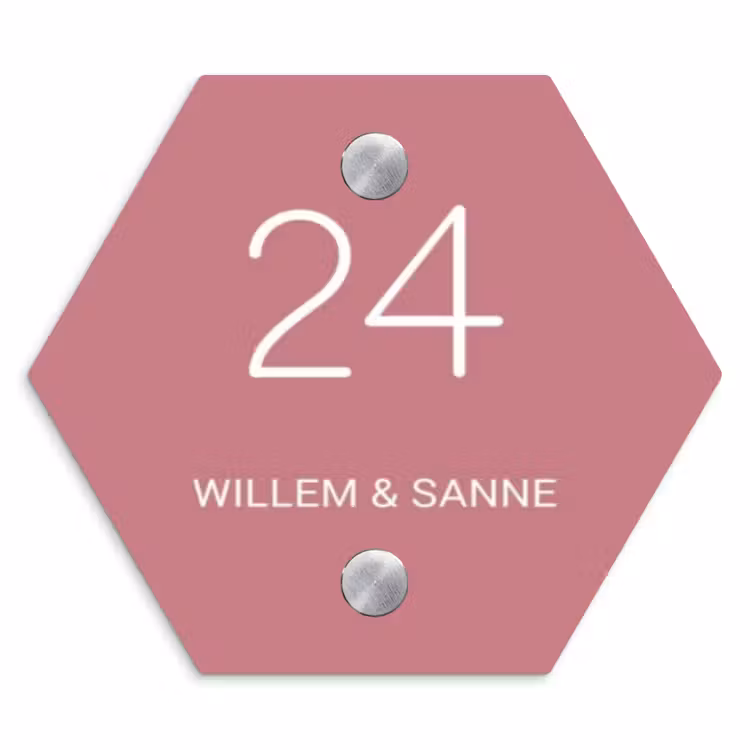Naambordje voordeur - Hexagon - Oudroze - Klassiek — 1