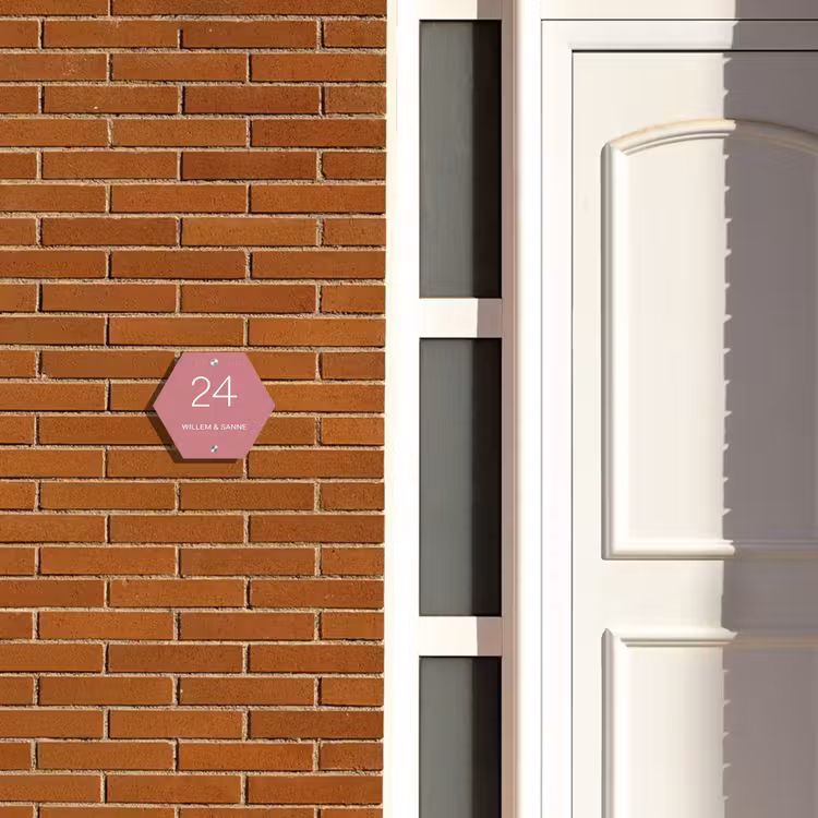 Naambordje voordeur - Hexagon - Oudroze - Klassiek — 2