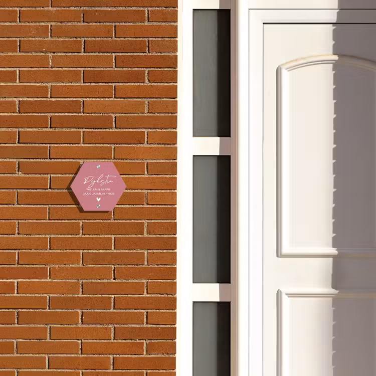 Naambordje voordeur - Hexagon - Oudroze - Sierlijk — 2