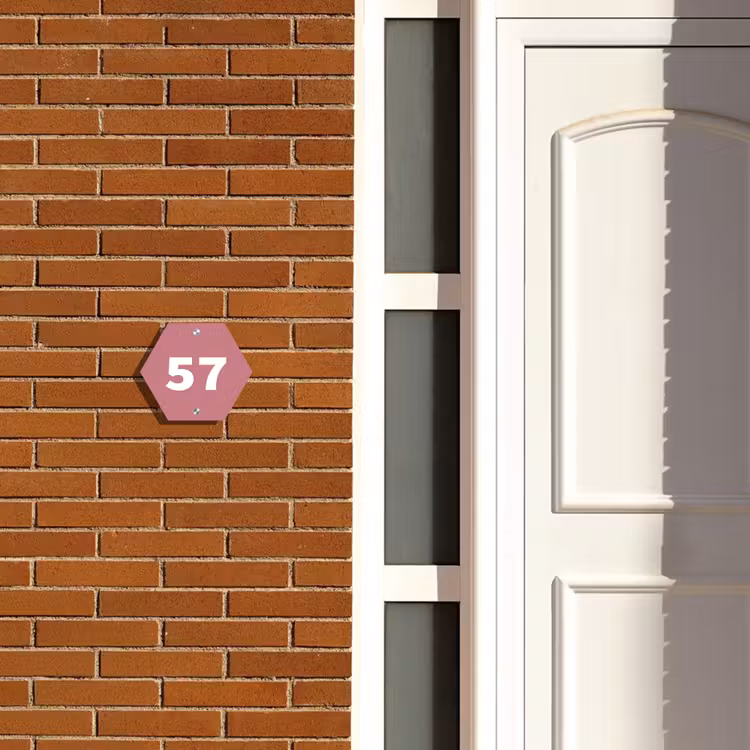 Naambordje voordeur - Hexagon - Oudroze - Traditioneel — 2