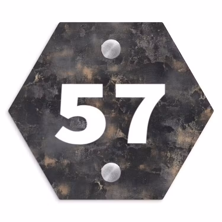 Naambordje voordeur - Hexagon - Verweerd metaal - Traditioneel — 1