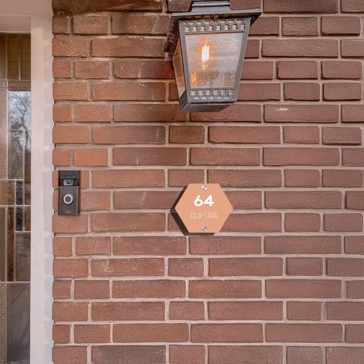 Naambordje voordeur - Hexagon - Zalmroze - Modern — 3