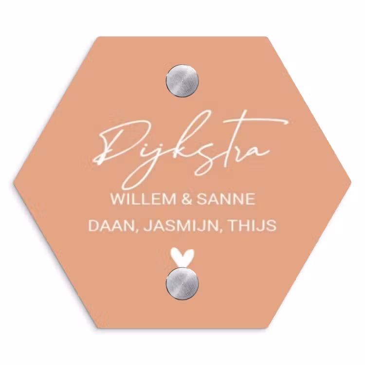 Naambordje voordeur - Hexagon - Zalmroze - Sierlijk — 1