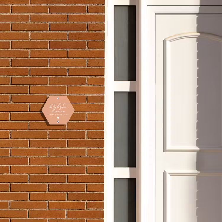 Naambordje voordeur - Hexagon - Zalmroze - Sierlijk — 2
